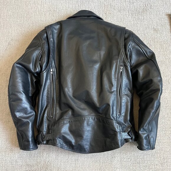 River Road Men’s Caliber Lined Motorcycle Jacket Sz 42 Black Leather Elbow Pad - Picture 11 of 13